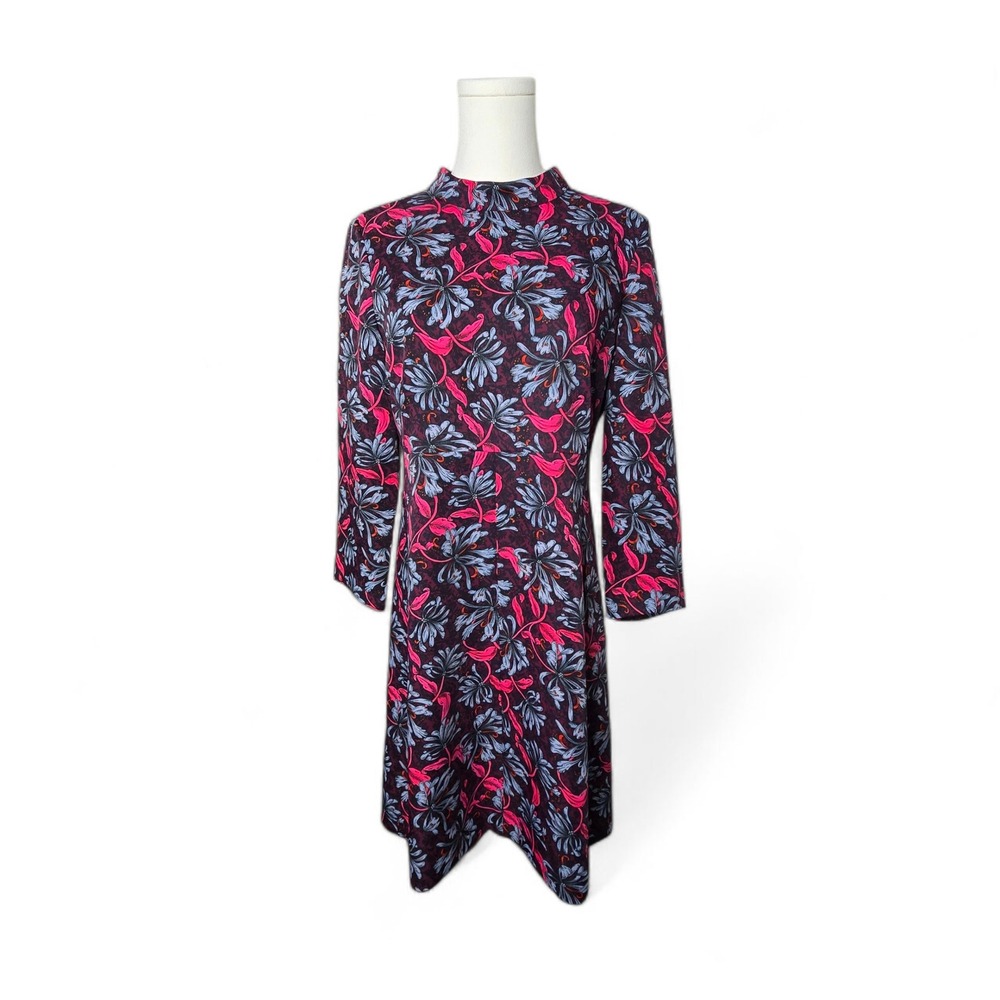 Rebecca Taylor Mystic 3/4 Sleeve Mockneck Dress Floral Size 8